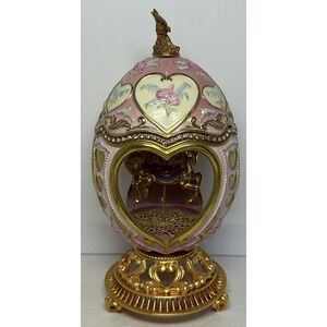 Franklin Mint '96 Faberge Musical Carousel‎ Horse Egg Pink & Gold Jewel Figurine